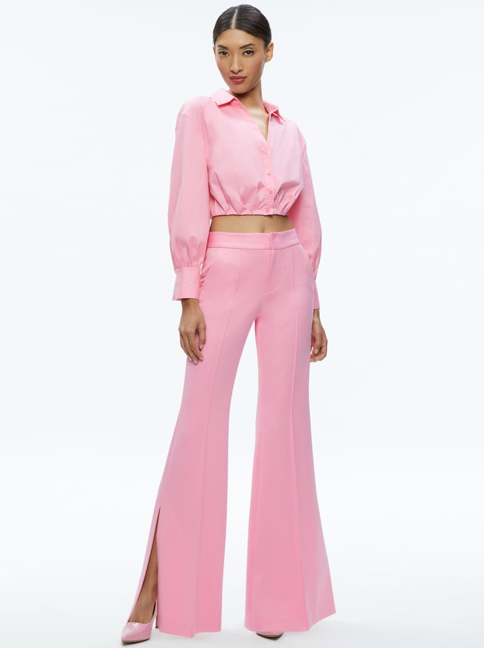 DANETTE HIGH RISE FLARE SLIT TROUSER - CHERRY BLOSSOM image 2 - Alice And Olivia