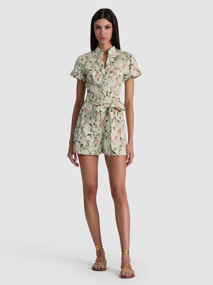 LUCY ROMPER - GARDEN GOSSIP LIGHT SAGE - ALICE + OLIVIA