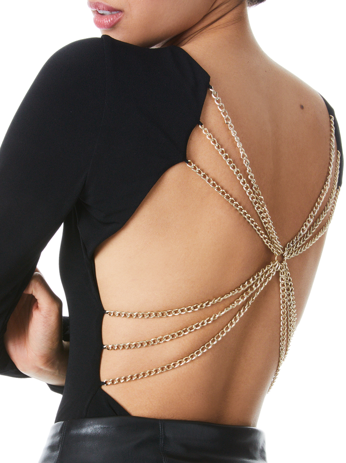 MARCELLA CHAIN BACK BODYSUIT - BLACK image 2 - Alice And Olivia