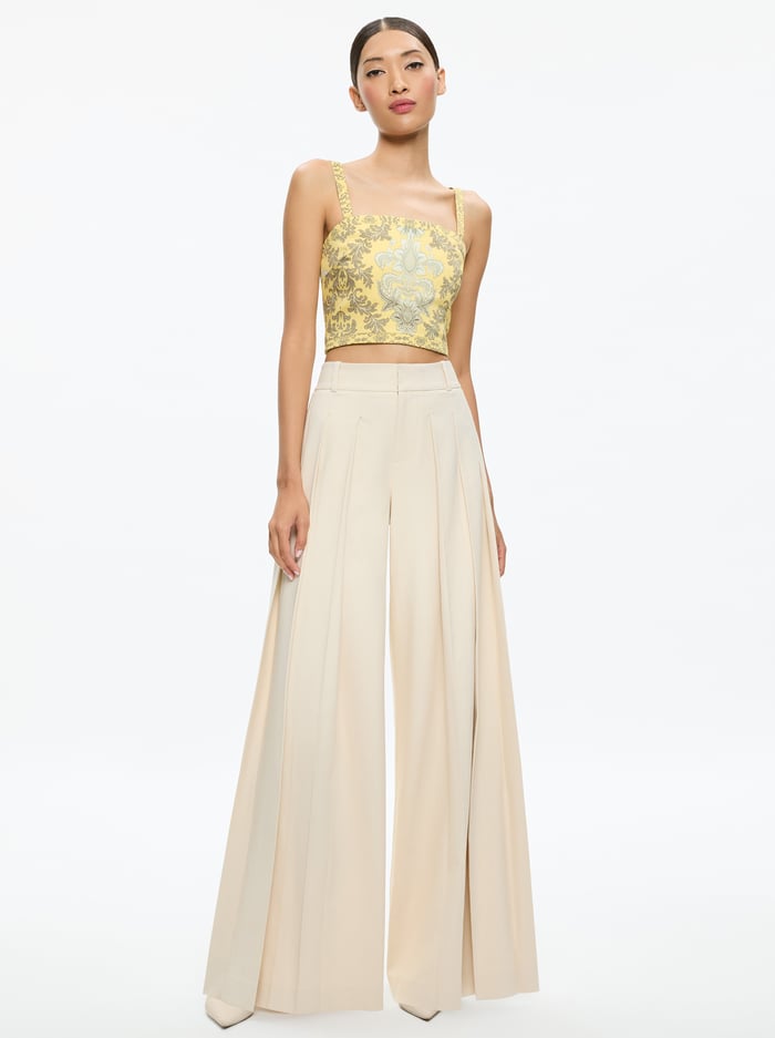 SASHA LACE UP BACK CROPPED TOP - VANITY LEMON MERINGUE/MULTI image 1 - Alice And Olivia