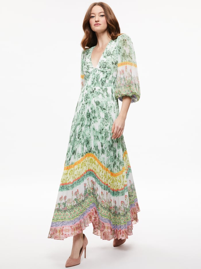 SION SUNBURST PLEATED MAXI DRESS - EFFLORESCENT image 4 - Alice And Olivia