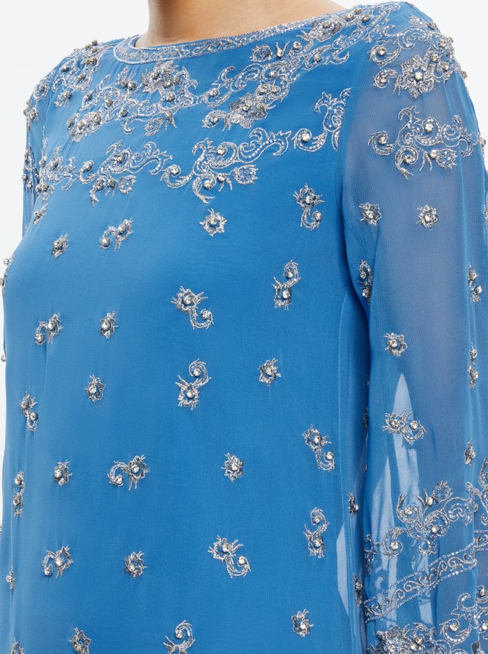 ELEONORA EMBELLISHED TUNIC DRESS - FRENCH BLUE/ANTIQUE SILVER image 2 - Alice And Olivia