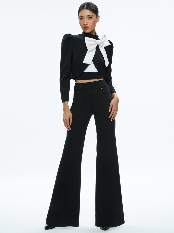 ADDISON BOW JACKET - BLACK/OFF WHITE image 4 - Alice And Olivia