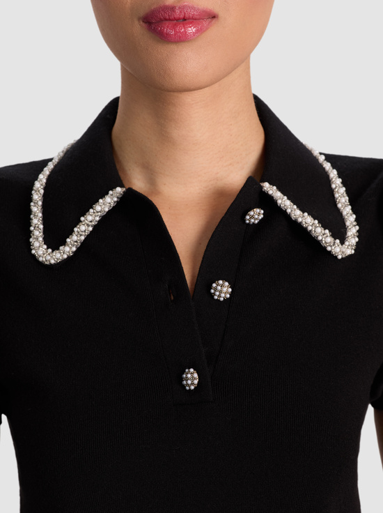 BLACK-RAMONA EMBELLISHED POLO