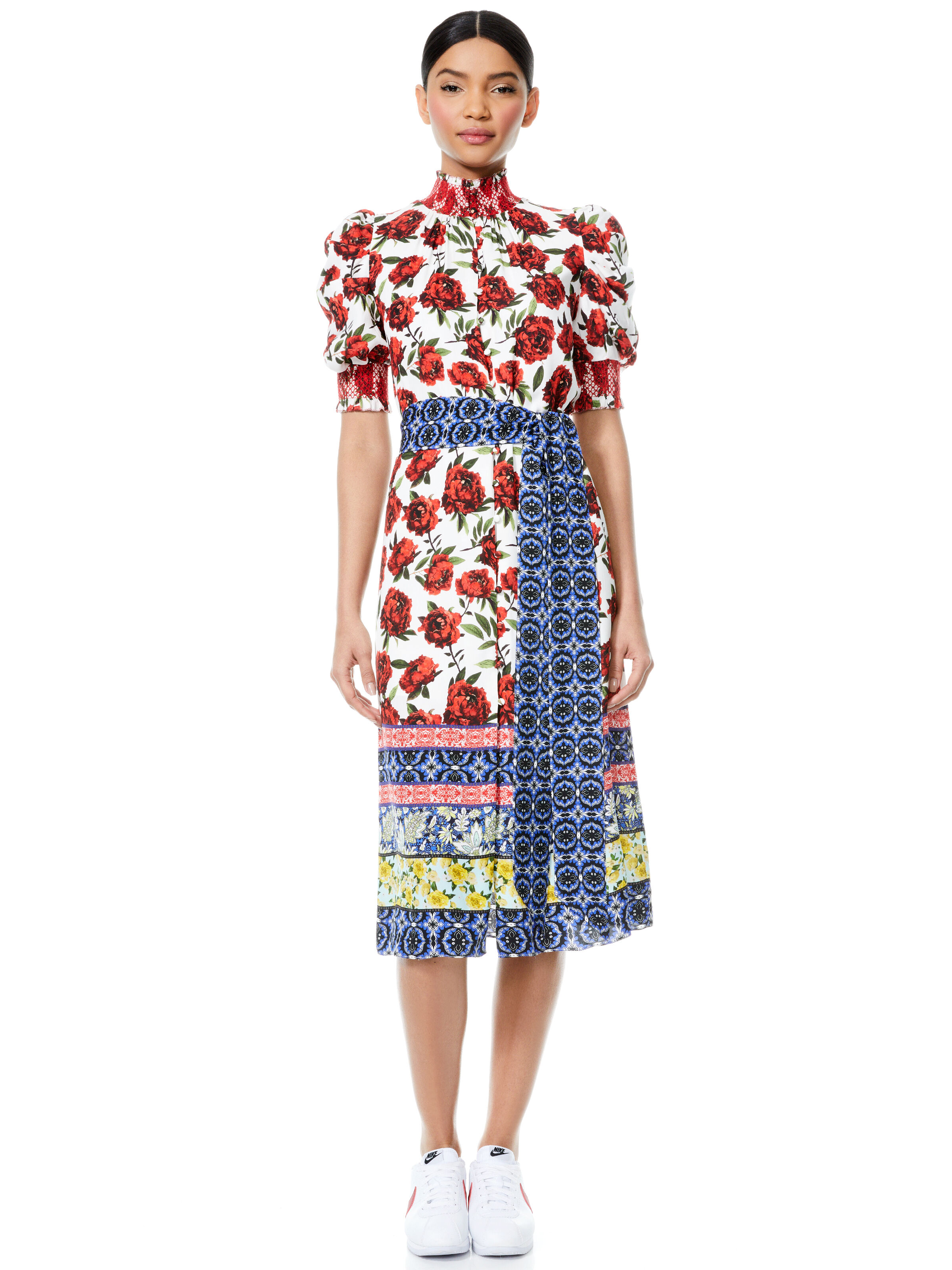 Silva Floral Mock Neck Midi Dress In French Quarters Multi