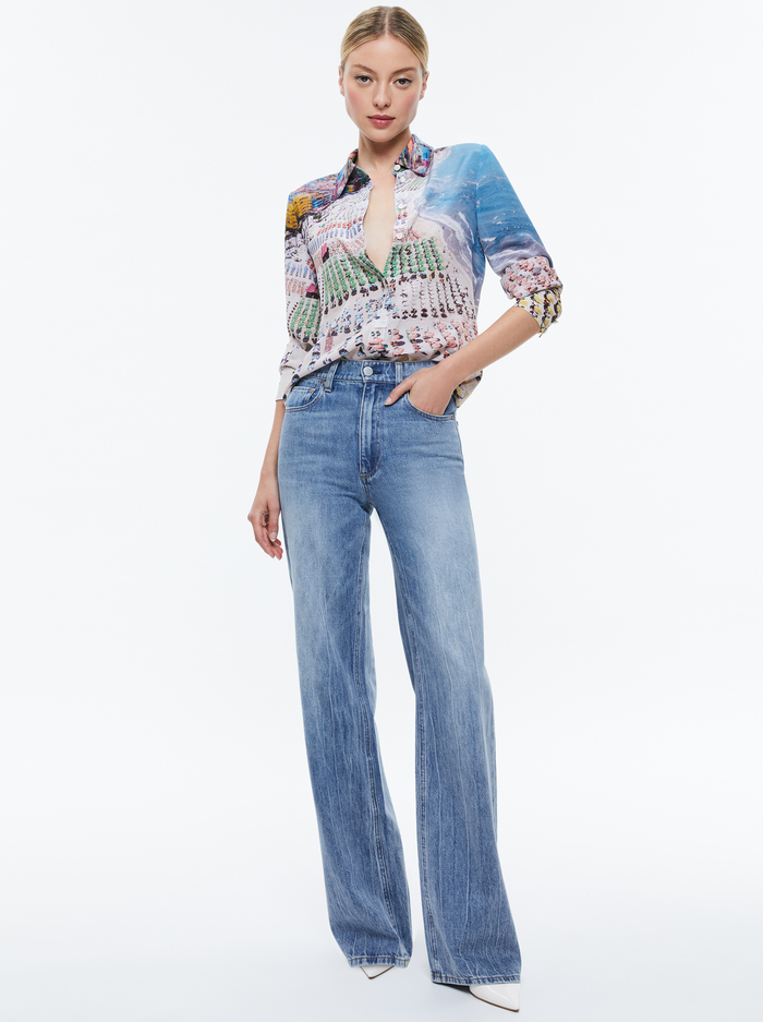 WILLA SILK BLOUSE - WHISPERING WAVES image 1 - Alice And Olivia
