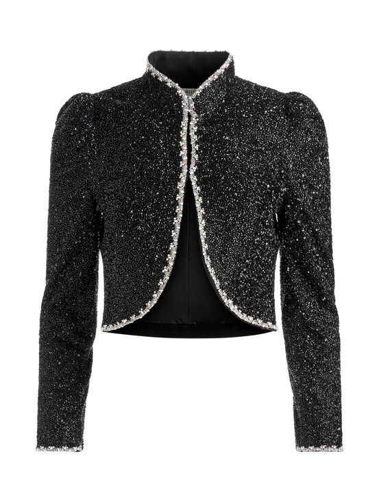 BLACK/CLEAR-ILARIA EMBELLISHED JACKET