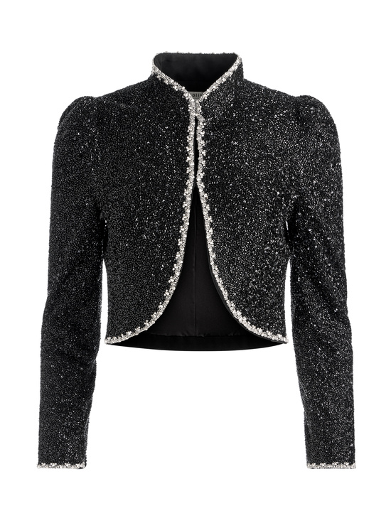 BLACK/CLEAR-ILARIA EMBELLISHED JACKET