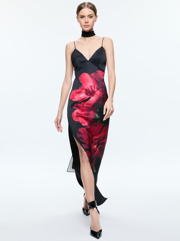 MONIKA MAXI DRESS - PEONY PETALS BRIGHT RUBY image 4 - Alice And Olivia