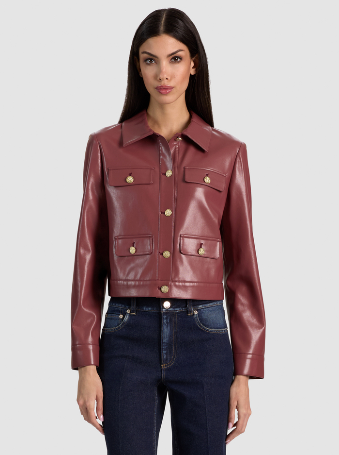 ALEX VEGAN CROPPED JACKET - COGNAC - ALICE + OLIVIA
