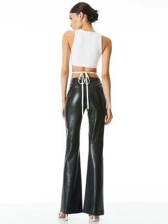 BLACK-TEENY VEGAN LEATHER FLARE PANT