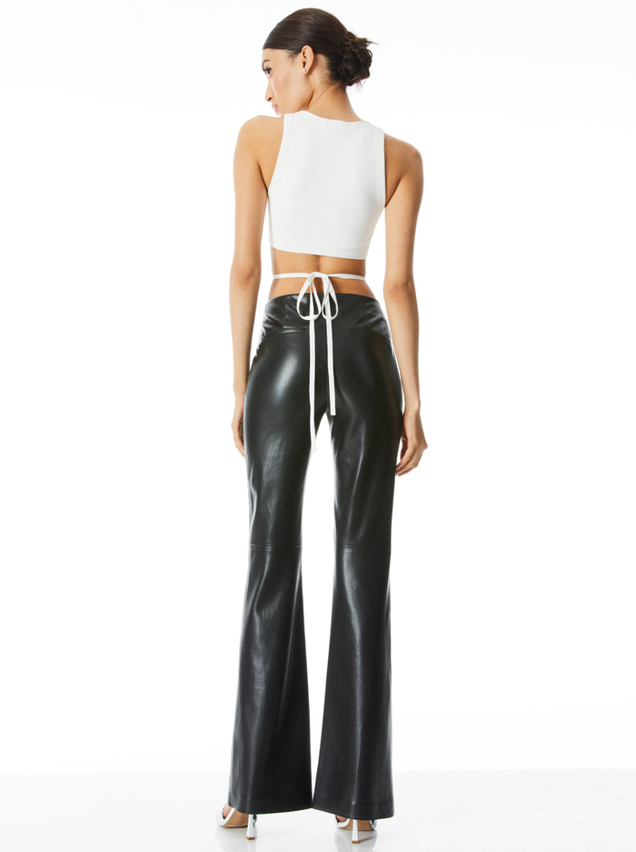 TEENY VEGAN LEATHER FLARE PANT - BLACK image 1 - Alice And Olivia