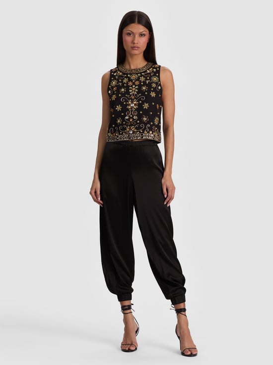 BLACK/MULTI-AMAL EMBELLISHED TANK