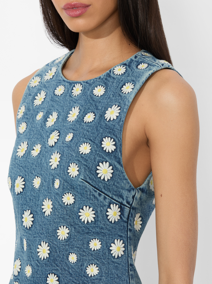 WYNELL EMBROIDERED MINI DRESS - MEDIUM WASH image 1 - Alice And Olivia