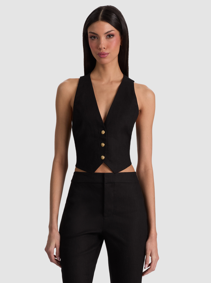 DONNA LINEN VEST - BLACK image 1 - ALICE + OLIVIA