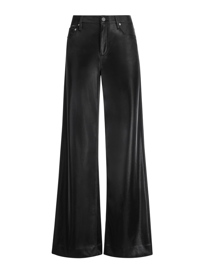 TRISH SHINY VEGAN LEATHER BAGGY PANT - BLACK image 4 - Alice And Olivia