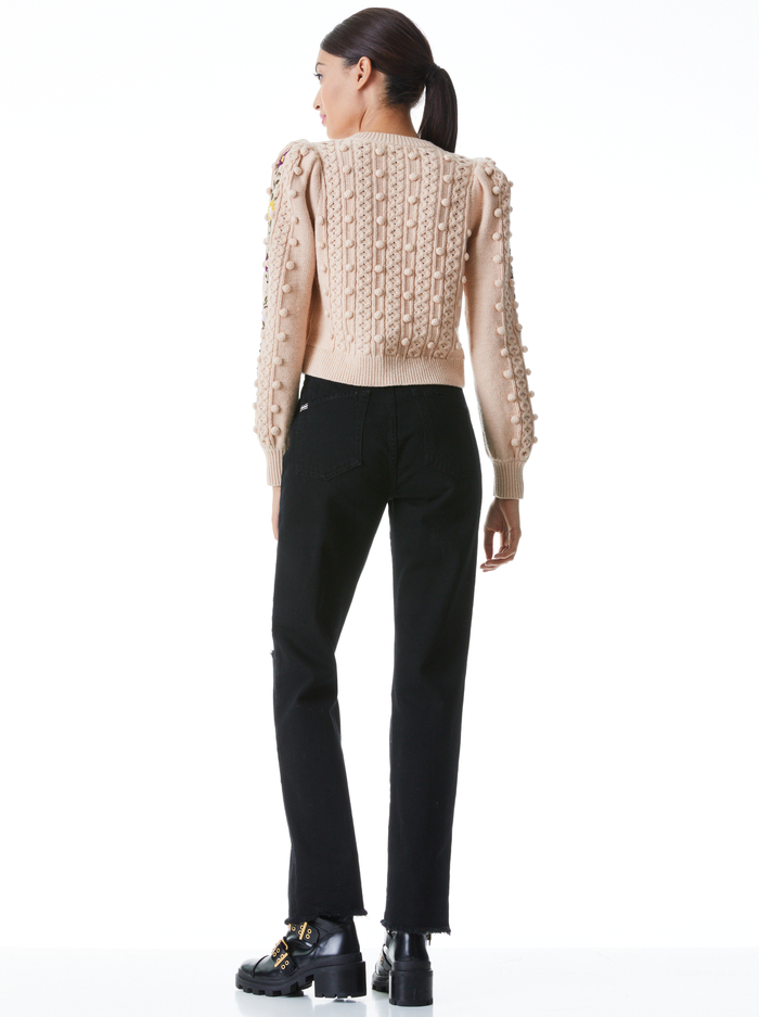 KITTY PUFF SLEEVE CARDIGAN - ALMOND/MULTI image 1 - Alice And Olivia