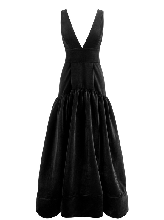 BLACK-LILA VELVET GOWN