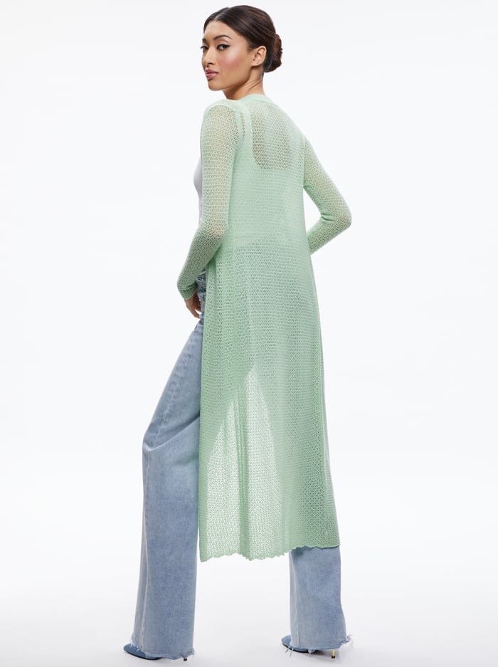 ALAIR POINTELLE SWEATER DUSTER - PISTACHIO image 1 - Alice And Olivia