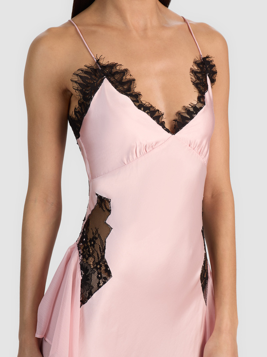 ENGLISH ROSE/BLACK-SHELBA RUFFLED GOWN