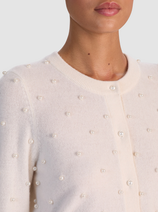 ECRU-DOLLIE EMBELLISHED CARDIGAN