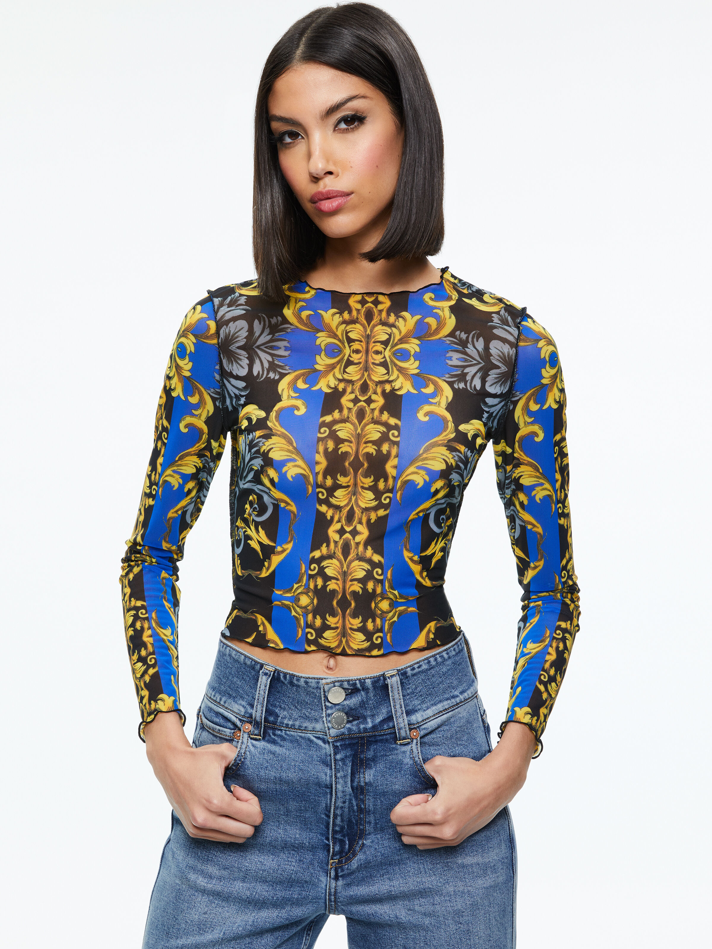 Delaina Long Sleeve Top In Regal Romance Sapphire | Alice +
