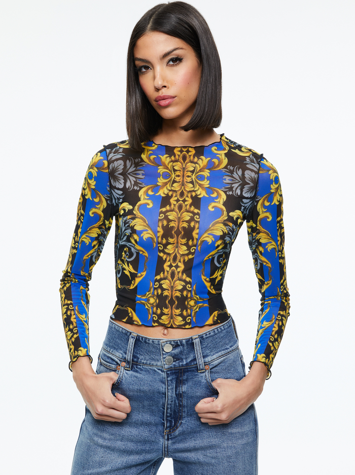 DELAINA LONG SLEEVE TOP - REGAL ROMANCE SAPPHIRE - Alice And Olivia