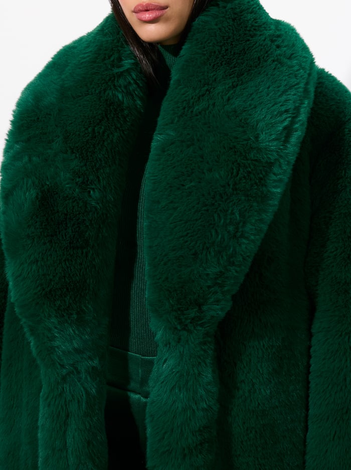 YETTA FAUX FUR COAT - FOREST GREEN image 4 - Alice And Olivia