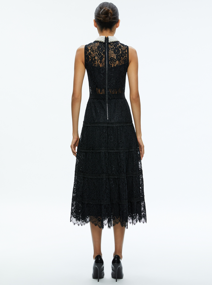 ANAYA EMBELLISHED COLLAR LACE MIDI DRESS - BLACK image 1 - Alice And Olivia