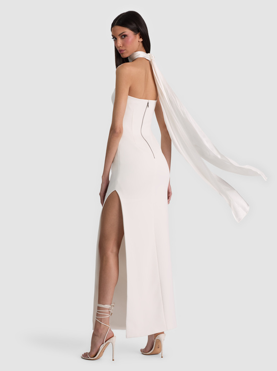 OFF WHITE-CHANA MAXI DRESS WITH SCARF