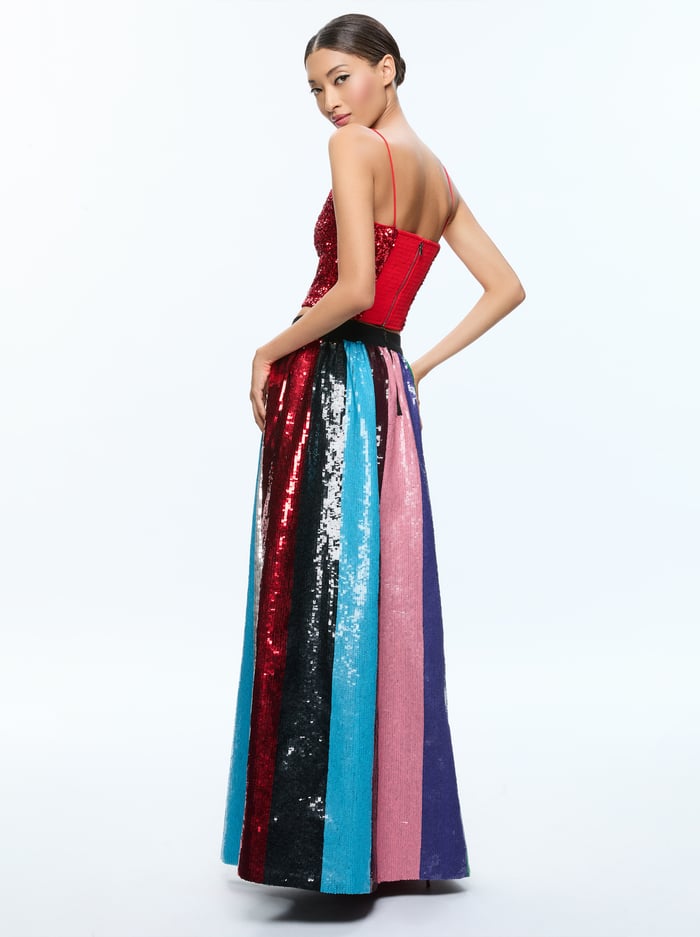 TINA SEQUIN LONG BALL GOWN SKIRT - MULTI image 3 - Alice And Olivia