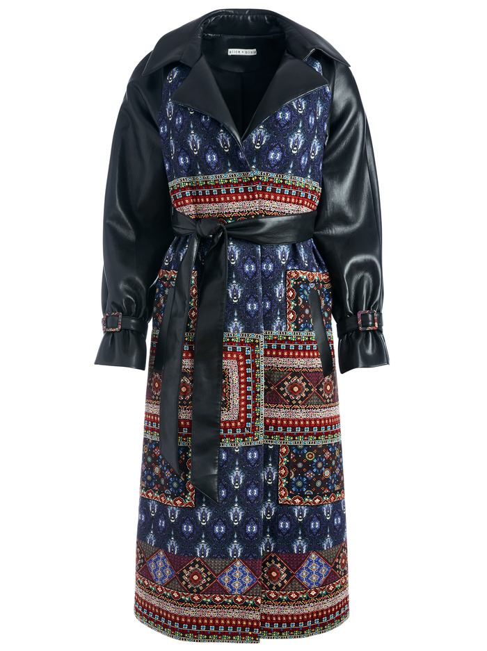 MALIA VEGAN LEATHER COMBO COAT - CARRIED AWAY MULTI/BLACK image 5 - Alice And Olivia