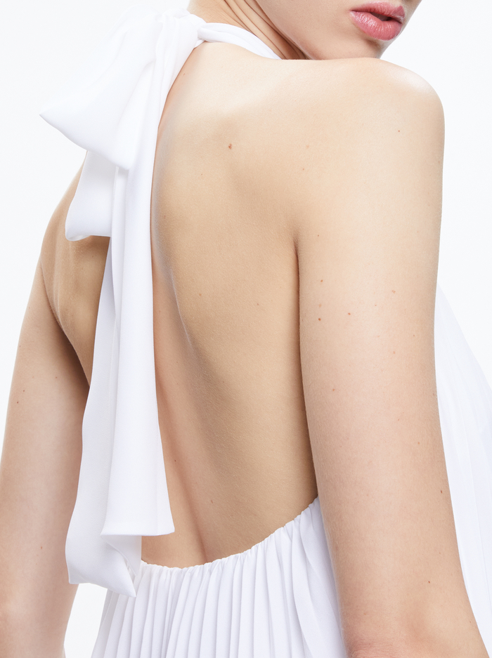 AVIANA HALTERNECK SUNBURST PLEAT MINI DRESS - WHITE image 3 - Alice And Olivia