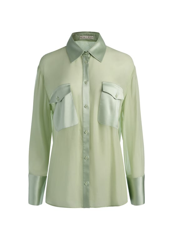 LIGHT SAGE-FINELY OVERSIZED UTILITY SHIRT