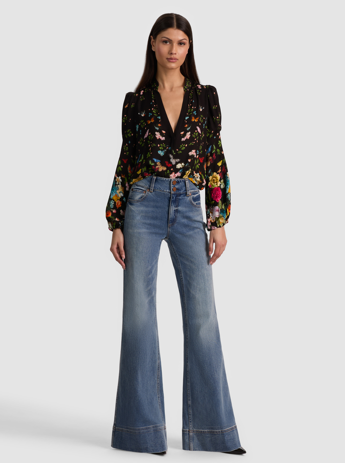 HELEN BLOUSE - SOLAR STRENGTH BLACK image 2 - ALICE + OLIVIA