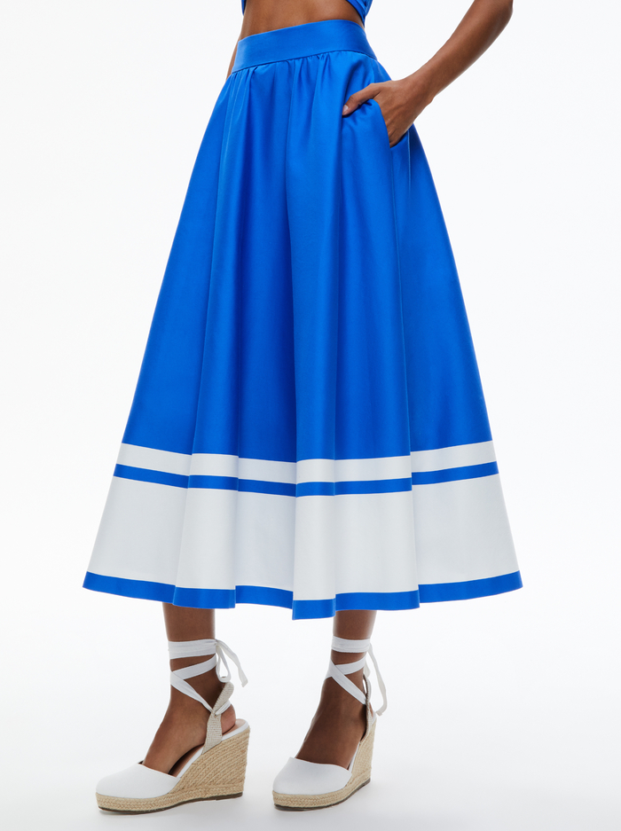 EARLA HIGH WAISTED MIDI SKIRT - BEYOND STRIPE - Alice And Olivia