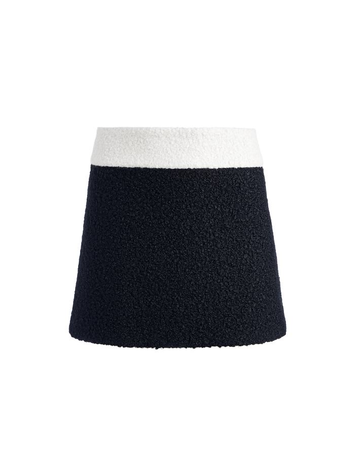 BAILEY FUZZY KNIT MINI SKIRT - BLACK/ECRU image 5 - Alice And Olivia