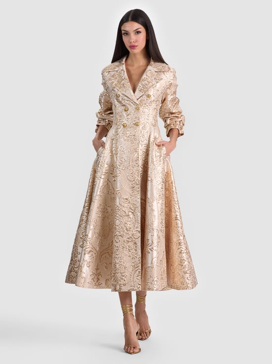 GOLD-ELLIE TRENCH COAT WITH MIXED JACQUARD