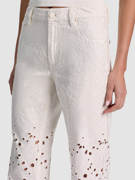 OFF WHITE-CHIC LASER-CUT JEAN