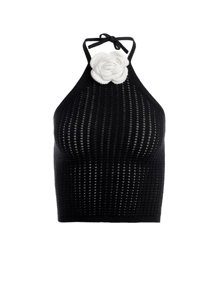 BESSIE HALTER TOP - BLACK/SOFT WHITE image 5 - Alice And Olivia