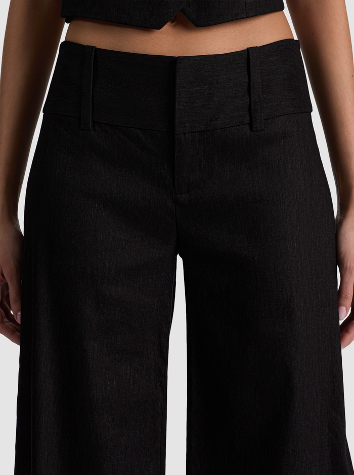 OLIVIA WIDE LEG LINEN PANT - BLACK image 3 - ALICE + OLIVIA
