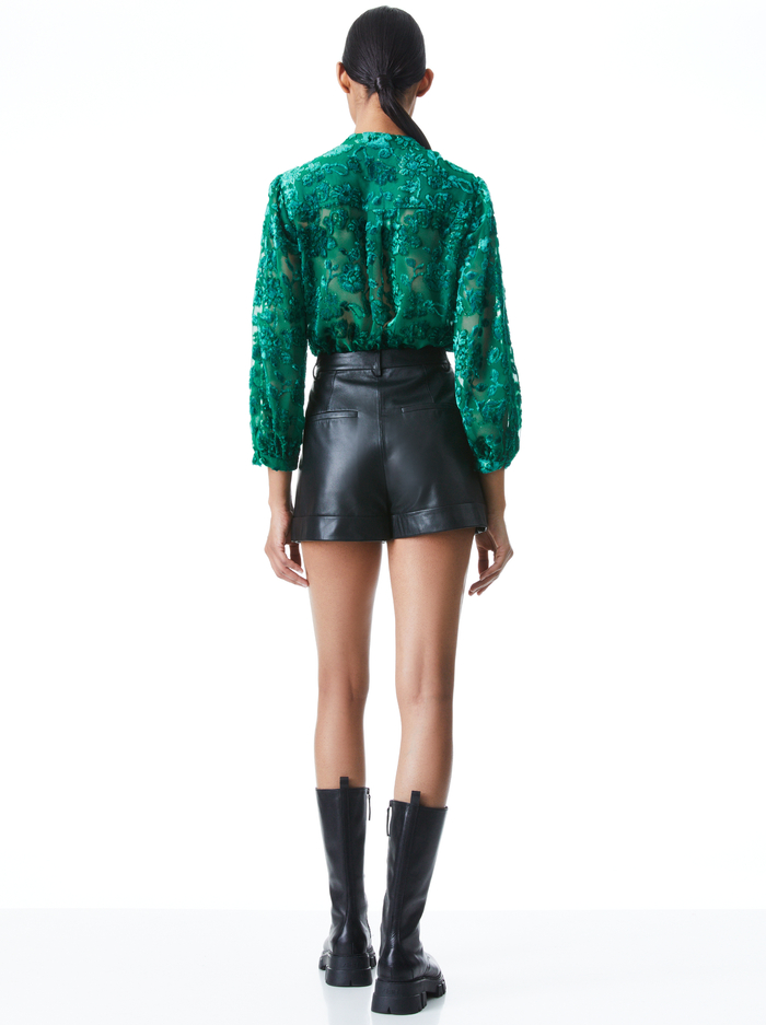 SHEILA FLORAL HENLEY TOP - DARK TEAL image 1 - ALICE + OLIVIA