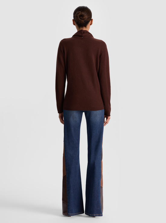 DARK CHOCOLATE-JULES CASHMERE DRAPED PULLOVER
