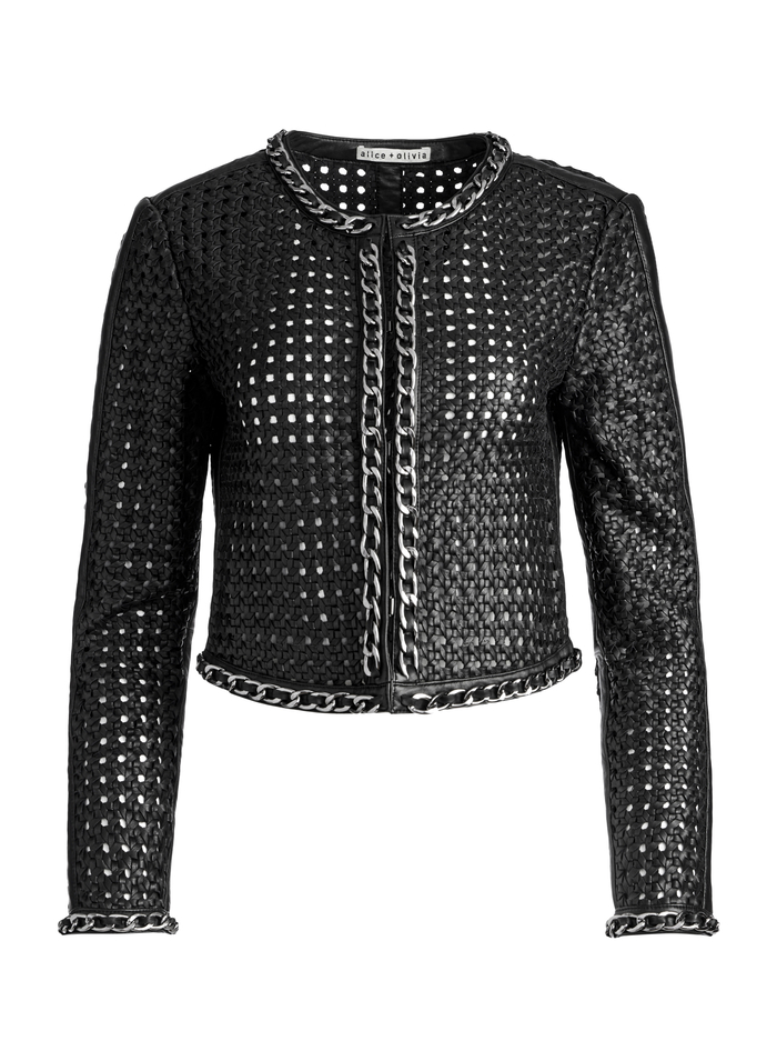 BRIXTON LEATHER CROPPED JACKET - BLACK image 4 - Alice And Olivia