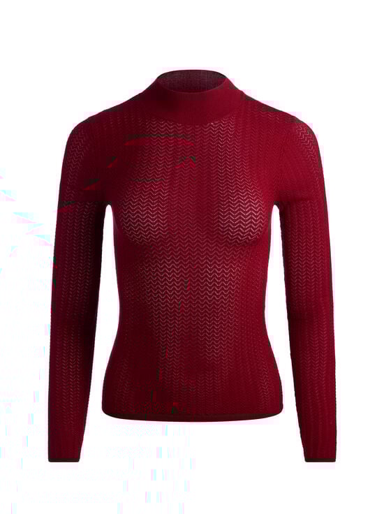 OXBLOOD-LANIE POINTELLE PULLOVER