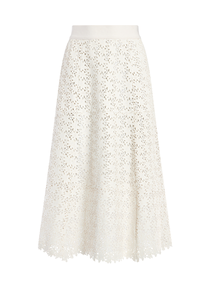 SOSIE LEATHER MIDI FLARE SKIRT - CREAM image 5 - Alice And Olivia