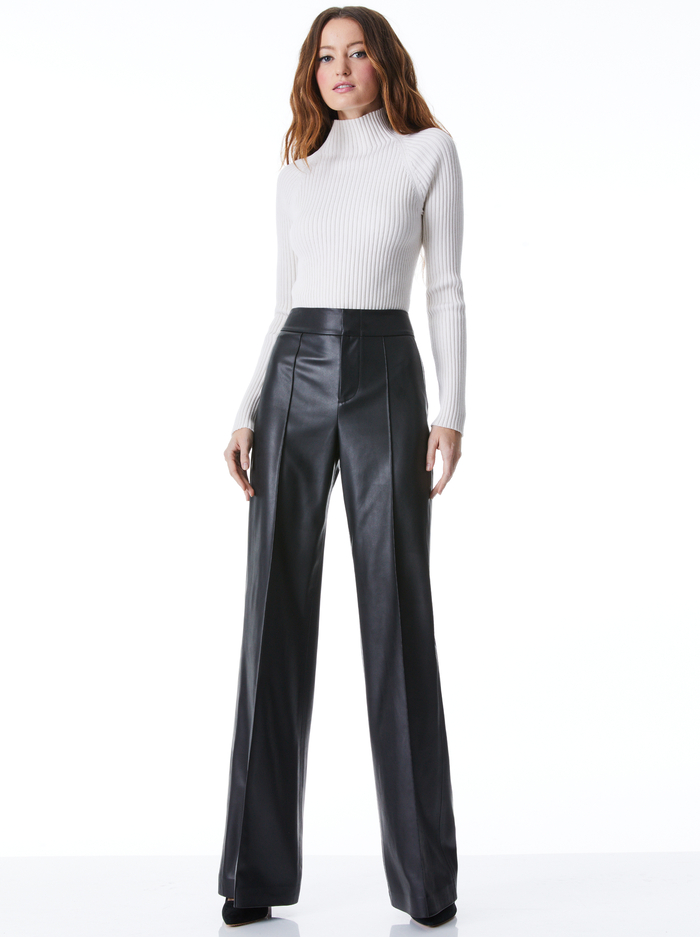 DYLAN VEGAN LEATHER WIDE LEG PANT - BLACK image 2 - Alice And Olivia