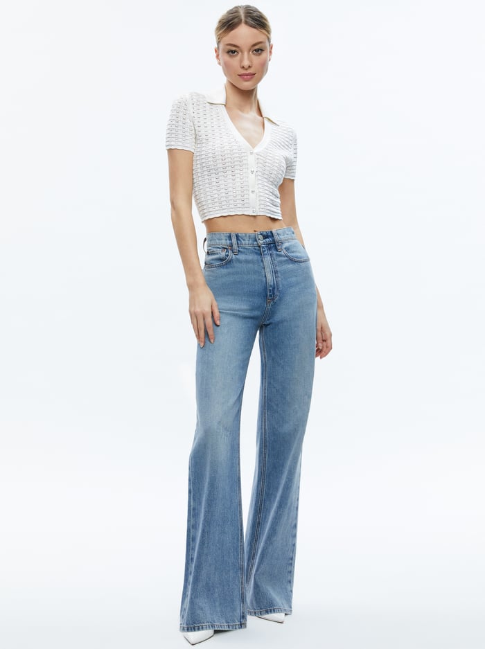 LINDA CROPPED POLO - SOFT WHITE image 4 - Alice And Olivia