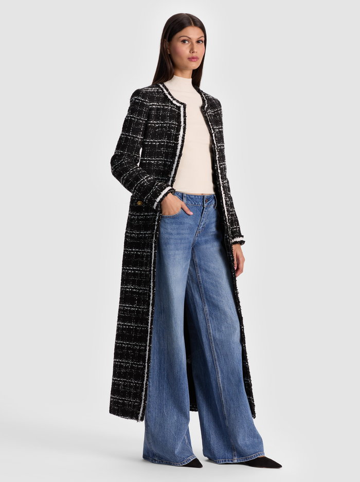 KIDMAN MAXI JACKET - BLACK/OFF WHITE image 1 - Alice And Olivia