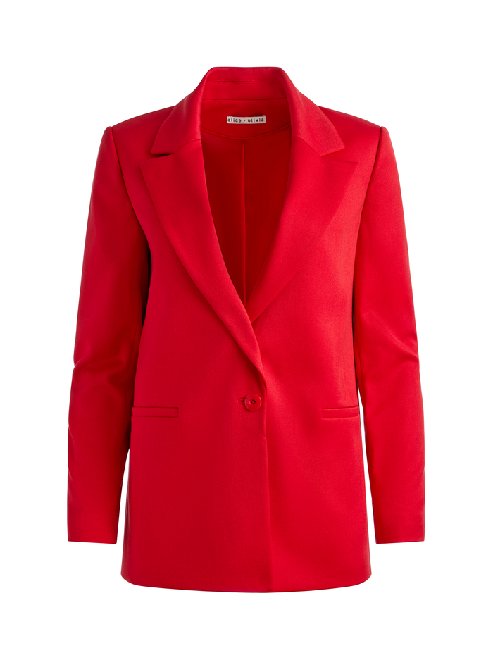 DENNY NOTCH COLLAR BOYFRIEND BLAZER - PERFECT RUBY image 5 - Alice And Olivia